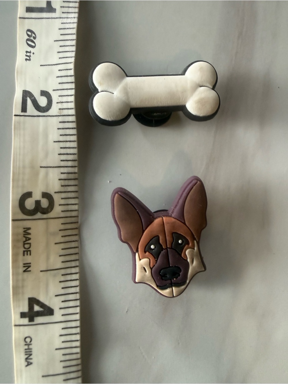 Croc Charms, set of 2 Charms German Shepherd Dog and Bone